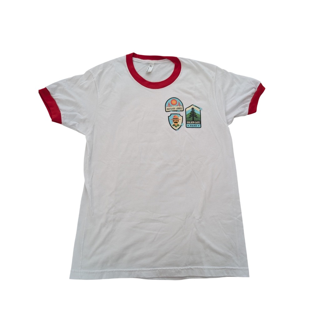 American Apparel Outside Lands Golden Gate Park Ranger T-Shirt White Red Medium